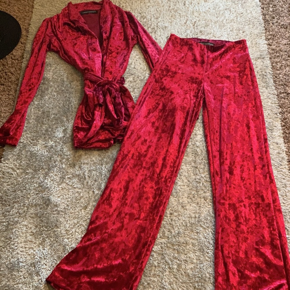 Naked Wardrobe suede robe style blazer set